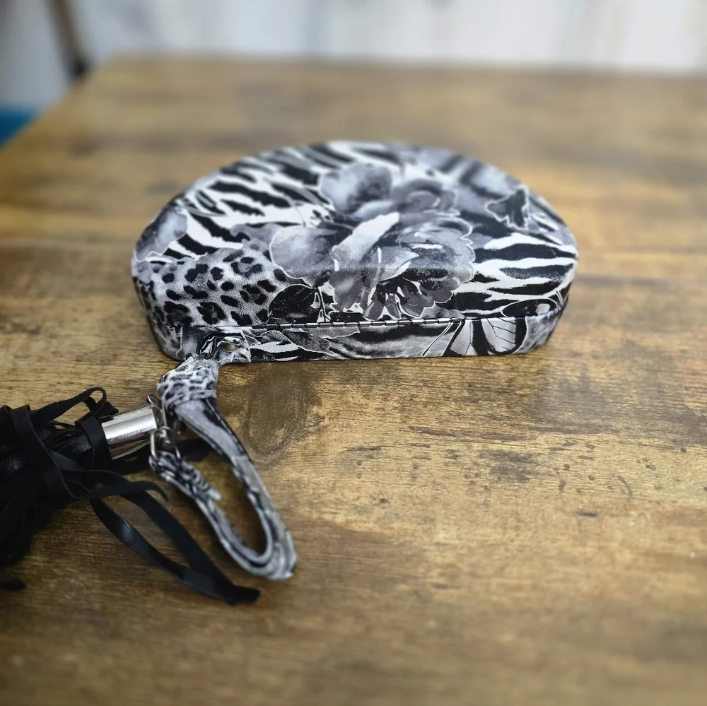 Pretty Black And White Rose Print Sunglass Case
